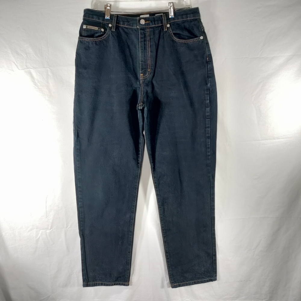 Calvin Klein Jeans Womens Size 14 Black 100% Cotton High Waisted Mom Jeans